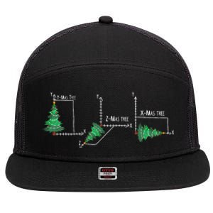 Merry Xmas Tree Math Funny Christmas Math Teacher 7 Panel Mesh Trucker Snapback Hat