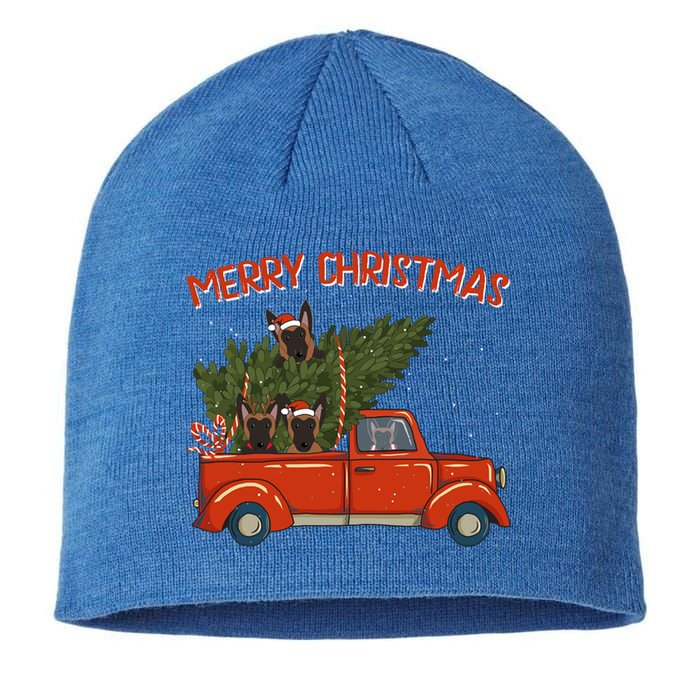 Malinois Xmas Vintage Red Pickup Retro Truck Gift Sustainable Beanie