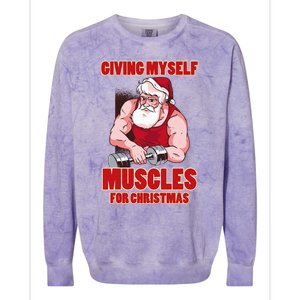 Muscle Xmas Weightlifting Santa Claus Costume Snow Christmas Colorblast Crewneck Sweatshirt