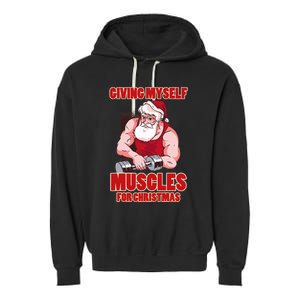 Muscle Xmas Weightlifting Santa Claus Costume Snow Christmas Garment-Dyed Fleece Hoodie