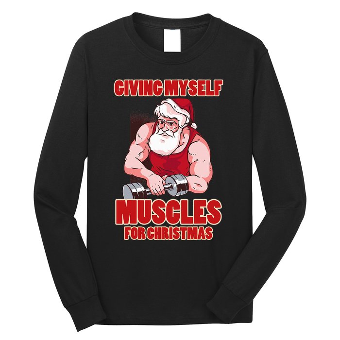 Muscle Xmas Weightlifting Santa Claus Costume Snow Christmas Long Sleeve Shirt