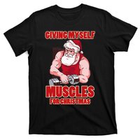 Muscle Xmas Weightlifting Santa Claus Costume Snow Christmas T-Shirt