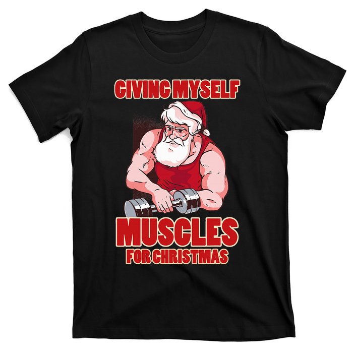 Muscle Xmas Weightlifting Santa Claus Costume Snow Christmas T-Shirt