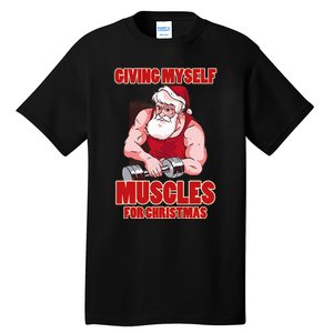 Muscle Xmas Weightlifting Santa Claus Costume Snow Christmas Tall T-Shirt