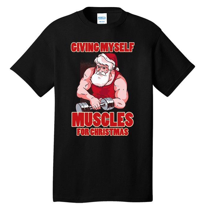 Muscle Xmas Weightlifting Santa Claus Costume Snow Christmas Tall T-Shirt