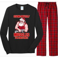 Muscle Xmas Weightlifting Santa Claus Costume Snow Christmas Long Sleeve Pajama Set