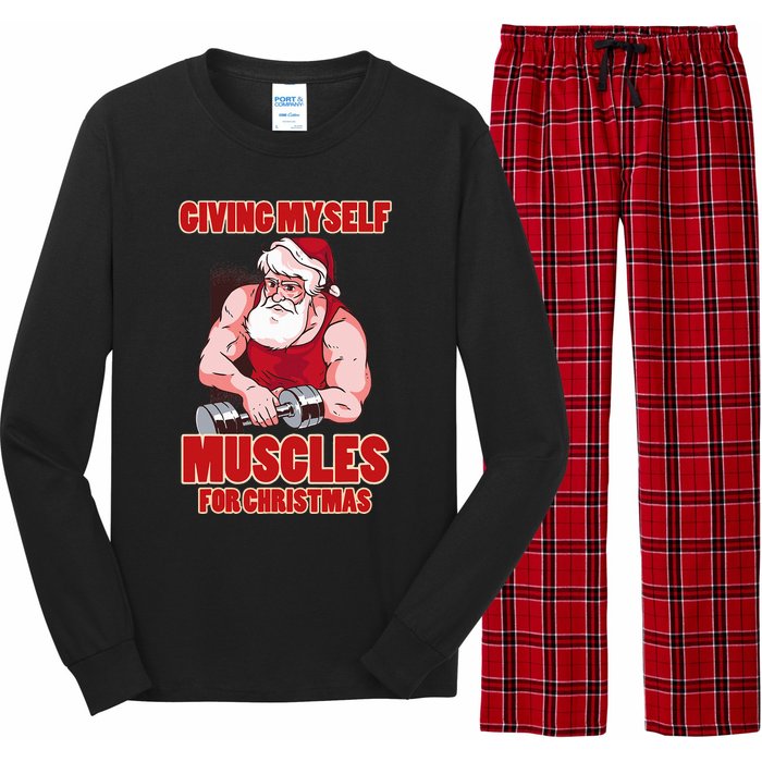 Muscle Xmas Weightlifting Santa Claus Costume Snow Christmas Long Sleeve Pajama Set