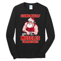 Muscle Xmas Weightlifting Santa Claus Costume Snow Christmas Tall Long Sleeve T-Shirt