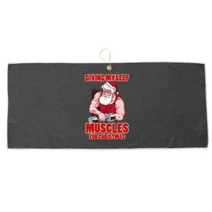 Muscle Xmas Weightlifting Santa Claus Costume Snow Christmas Large Microfiber Waffle Golf Towel