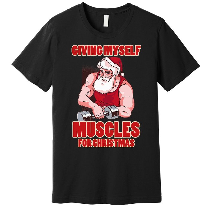 Muscle Xmas Weightlifting Santa Claus Costume Snow Christmas Premium T-Shirt