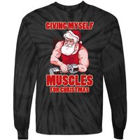 Muscle Xmas Weightlifting Santa Claus Costume Snow Christmas Tie-Dye Long Sleeve Shirt