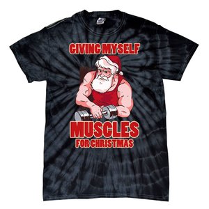 Muscle Xmas Weightlifting Santa Claus Costume Snow Christmas Tie-Dye T-Shirt