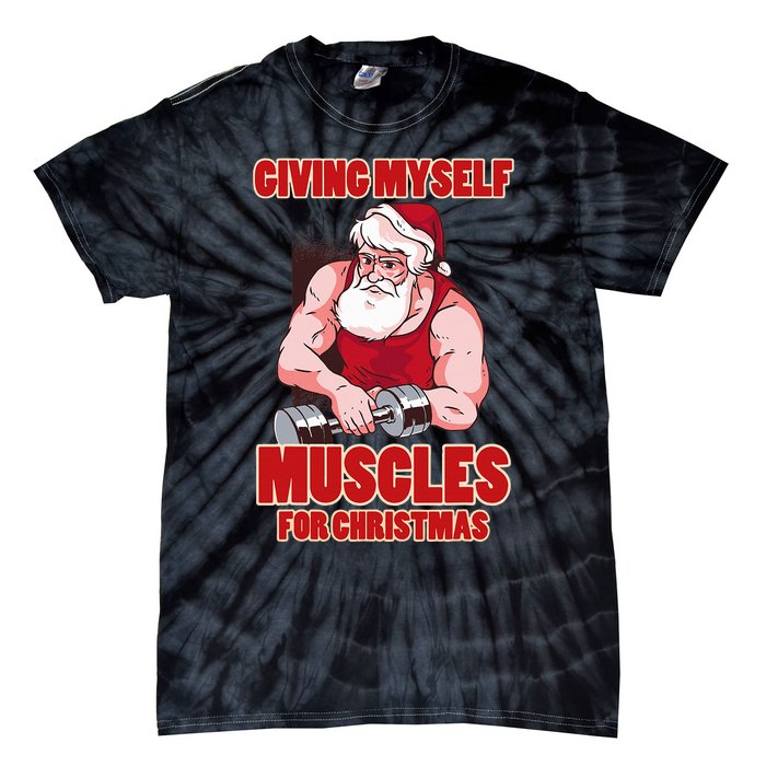 Muscle Xmas Weightlifting Santa Claus Costume Snow Christmas Tie-Dye T-Shirt