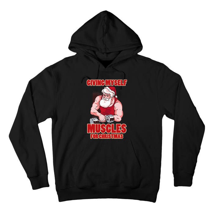 Muscle Xmas Weightlifting Santa Claus Costume Snow Christmas Tall Hoodie