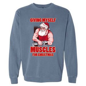 Muscle Xmas Weightlifting Santa Claus Costume Snow Christmas Garment-Dyed Sweatshirt