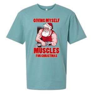 Muscle Xmas Weightlifting Santa Claus Costume Snow Christmas Sueded Cloud Jersey T-Shirt