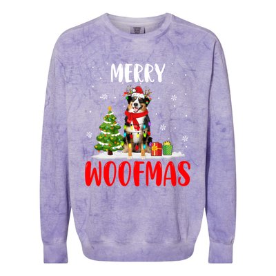 Merry Xmas Woofmas Santa Reindeer Australian Shepherd Dog Great Gift Colorblast Crewneck Sweatshirt