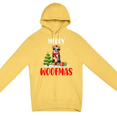 Merry Xmas Woofmas Santa Reindeer Australian Shepherd Dog Great Gift Premium Pullover Hoodie