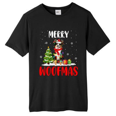 Merry Xmas Woofmas Santa Reindeer Australian Shepherd Dog Great Gift Tall Fusion ChromaSoft Performance T-Shirt