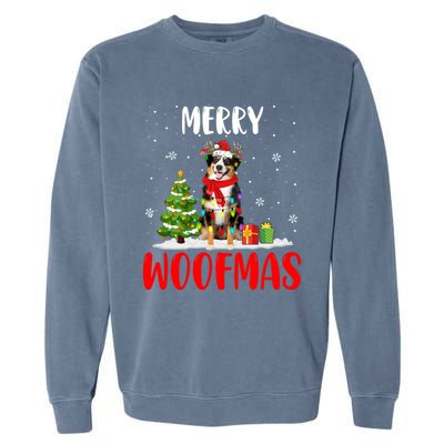 Merry Xmas Woofmas Santa Reindeer Australian Shepherd Dog Great Gift Garment-Dyed Sweatshirt