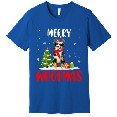 Merry Xmas Woofmas Santa Reindeer Australian Shepherd Dog Great Gift Premium T-Shirt