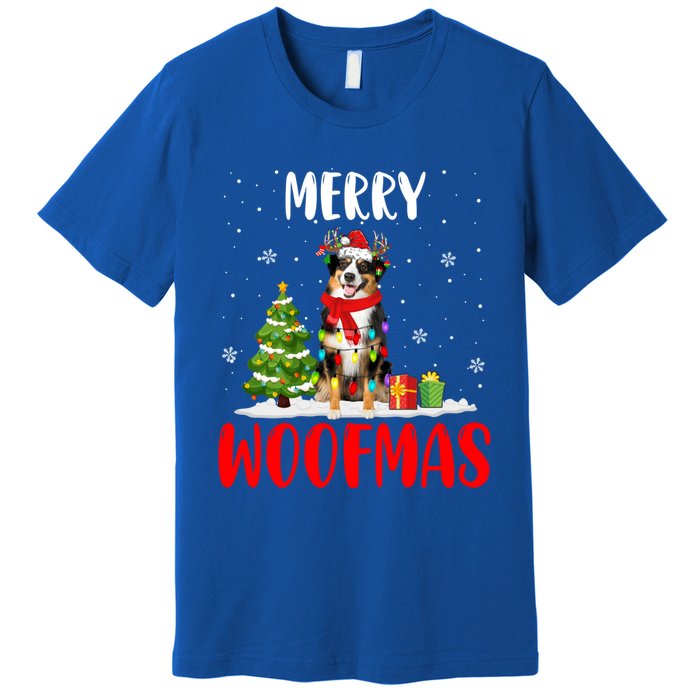 Merry Xmas Woofmas Santa Reindeer Australian Shepherd Dog Great Gift Premium T-Shirt