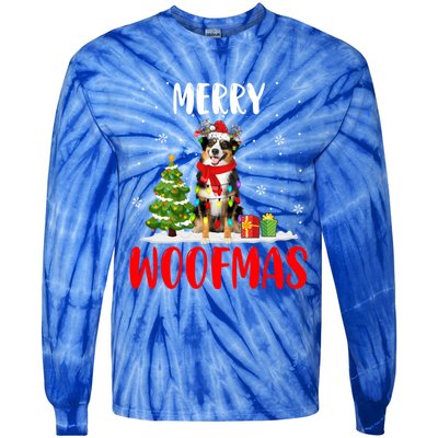 Merry Xmas Woofmas Santa Reindeer Australian Shepherd Dog Great Gift Tie-Dye Long Sleeve Shirt