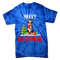 Merry Xmas Woofmas Santa Reindeer Australian Shepherd Dog Great Gift Tie-Dye T-Shirt