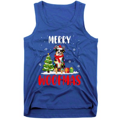 Merry Xmas Woofmas Santa Reindeer Australian Shepherd Dog Great Gift Tank Top