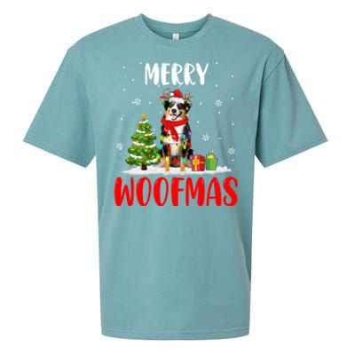 Merry Xmas Woofmas Santa Reindeer Australian Shepherd Dog Great Gift Sueded Cloud Jersey T-Shirt