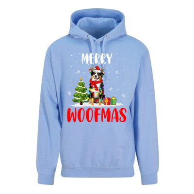 Merry Xmas Woofmas Santa Reindeer Australian Shepherd Dog Great Gift Unisex Surf Hoodie