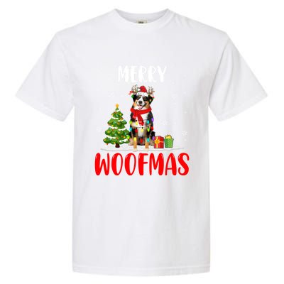 Merry Xmas Woofmas Santa Reindeer Australian Shepherd Dog Great Gift Garment-Dyed Heavyweight T-Shirt