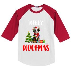 Merry Xmas Woofmas Santa Reindeer Bernese Mountain Dog Great Gift Kids Colorblock Raglan Jersey