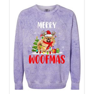 Merry Xmas Woofmas Xmas Lights Santa Reindeer Pekingese Dog Gift Colorblast Crewneck Sweatshirt