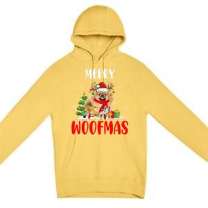 Merry Xmas Woofmas Xmas Lights Santa Reindeer Pekingese Dog Gift Premium Pullover Hoodie