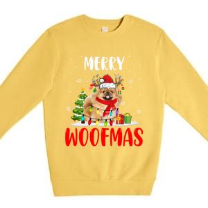 Merry Xmas Woofmas Xmas Lights Santa Reindeer Pekingese Dog Gift Premium Crewneck Sweatshirt