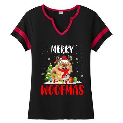 Merry Xmas Woofmas Xmas Lights Santa Reindeer Pekingese Dog Gift Ladies Halftime Notch Neck Tee