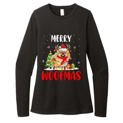 Merry Xmas Woofmas Xmas Lights Santa Reindeer Pekingese Dog Gift Womens CVC Long Sleeve Shirt