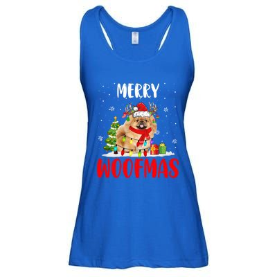 Merry Xmas Woofmas Xmas Lights Santa Reindeer Pekingese Dog Gift Ladies Essential Flowy Tank