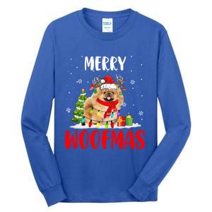 Merry Xmas Woofmas Xmas Lights Santa Reindeer Pekingese Dog Gift Tall Long Sleeve T-Shirt