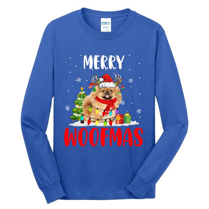 Merry Xmas Woofmas Xmas Lights Santa Reindeer Pekingese Dog Gift Tall Long Sleeve T-Shirt