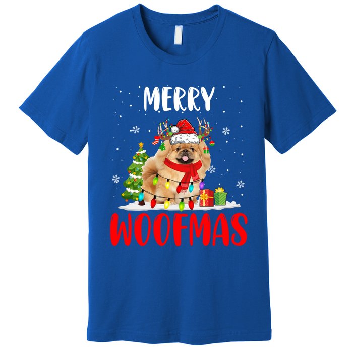 Merry Xmas Woofmas Xmas Lights Santa Reindeer Pekingese Dog Gift Premium T-Shirt