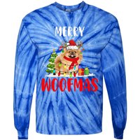 Merry Xmas Woofmas Xmas Lights Santa Reindeer Pekingese Dog Gift Tie-Dye Long Sleeve Shirt