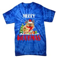 Merry Xmas Woofmas Xmas Lights Santa Reindeer Pekingese Dog Gift Tie-Dye T-Shirt