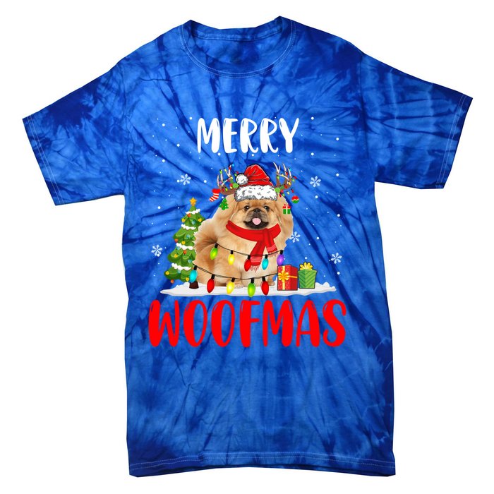 Merry Xmas Woofmas Xmas Lights Santa Reindeer Pekingese Dog Gift Tie-Dye T-Shirt