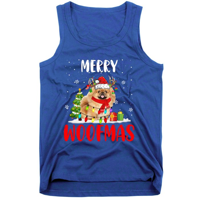 Merry Xmas Woofmas Xmas Lights Santa Reindeer Pekingese Dog Gift Tank Top