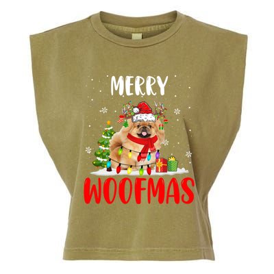 Merry Xmas Woofmas Xmas Lights Santa Reindeer Pekingese Dog Gift Garment-Dyed Women's Muscle Tee