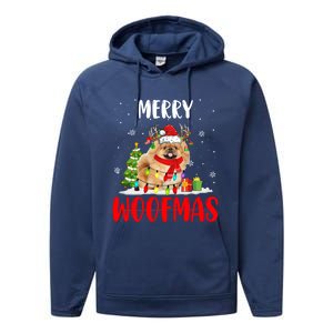 Merry Xmas Woofmas Xmas Lights Santa Reindeer Pekingese Dog Gift Performance Fleece Hoodie