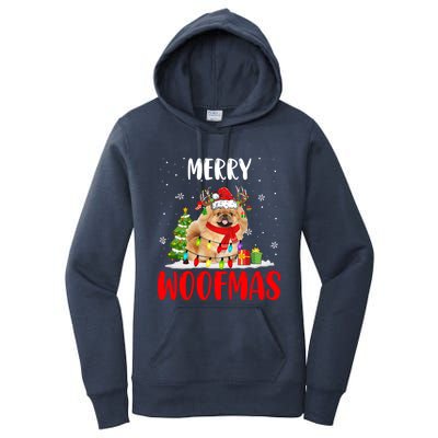 Merry Xmas Woofmas Xmas Lights Santa Reindeer Pekingese Dog Gift Women's Pullover Hoodie