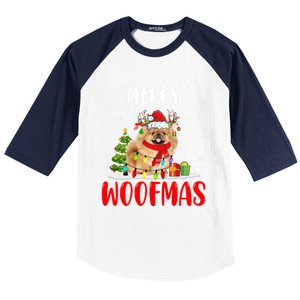 Merry Xmas Woofmas Xmas Lights Santa Reindeer Pekingese Dog Gift Baseball Sleeve Shirt